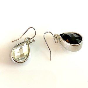 Reversible Clear Crystal & Black Earrings